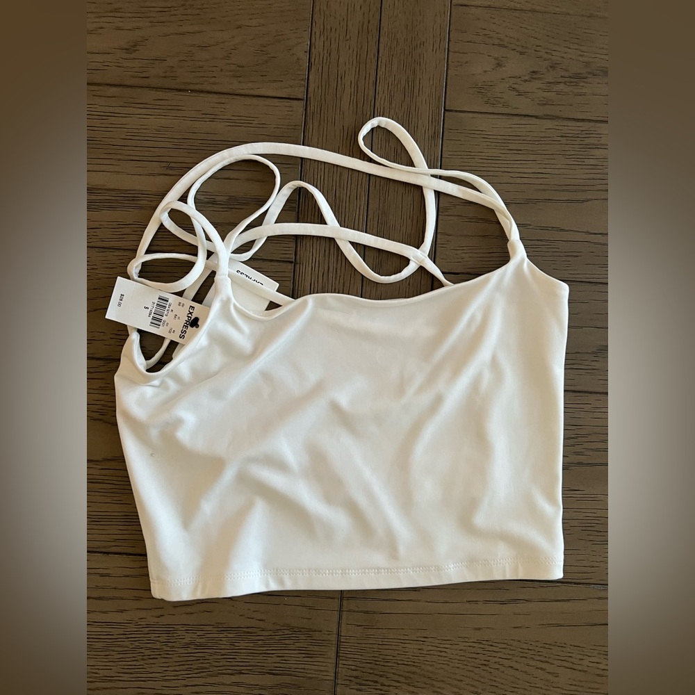 Express White Strappy Crop Tank